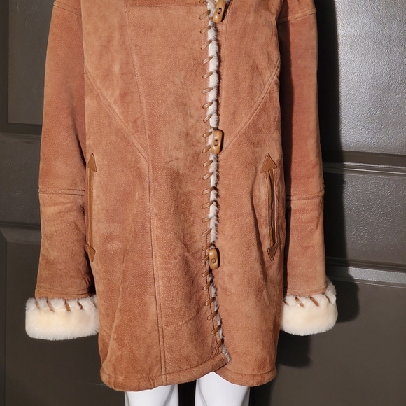 Vintage Marvin Richards Hooded Leather Shearling Coat - Picture 4 of 12